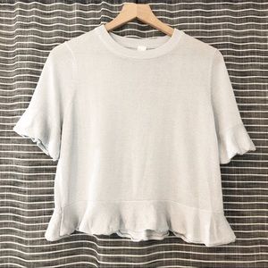 H&M | Silver Metallic Peplum Knit Top